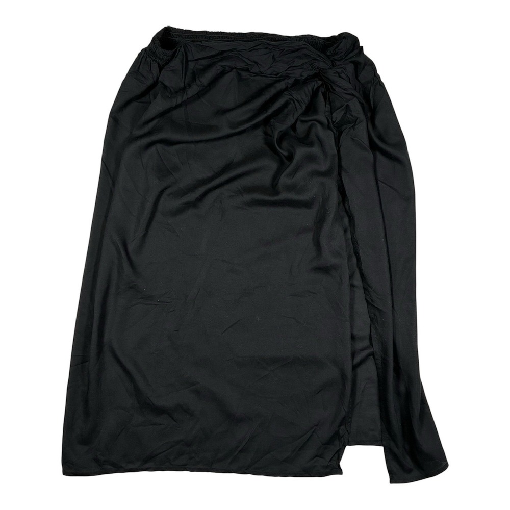 Lands' End Women's Small Black Twist Front Swim Cover-up Skirt Knee Length